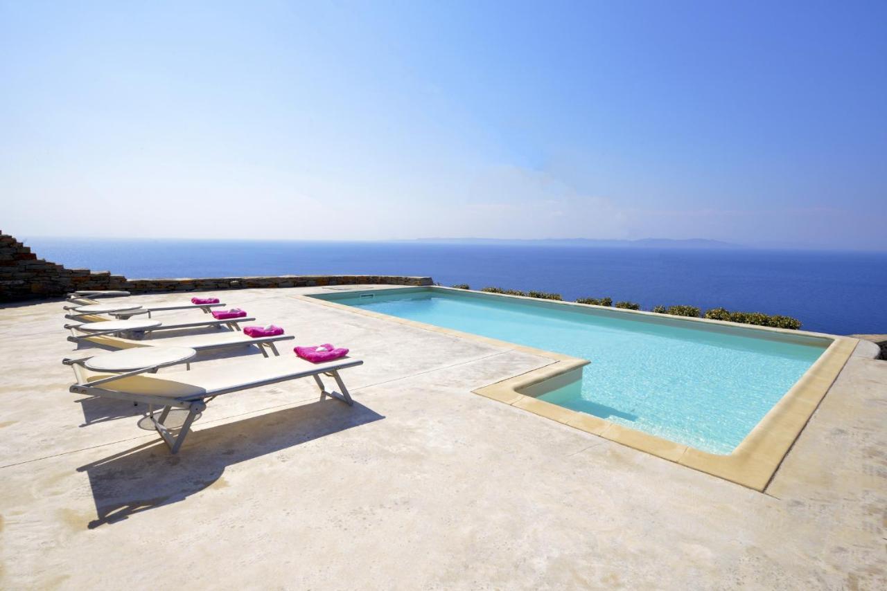 Spectacular Sunset View Villa At Melissaki Ioulis Bagian luar foto