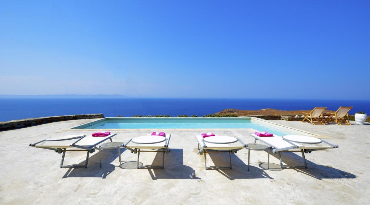 Spectacular Sunset View Villa At Melissaki Ioulis Bagian luar foto