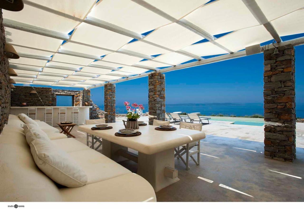 Spectacular Sunset View Villa At Melissaki Ioulis Bagian luar foto